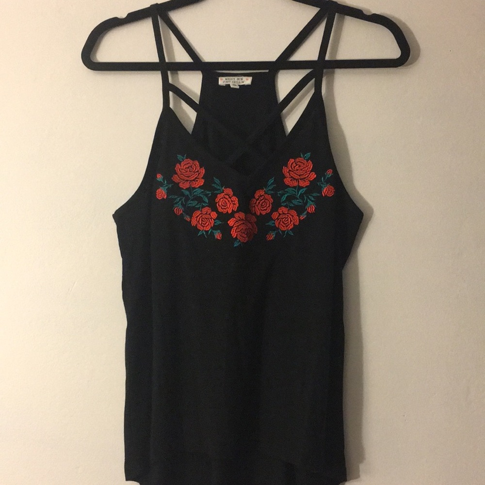 NWOT strappy embroidered tank top